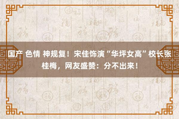国产 色情 神规复！宋佳饰演“华坪女高”校长张桂梅，网友盛赞：分不出来！