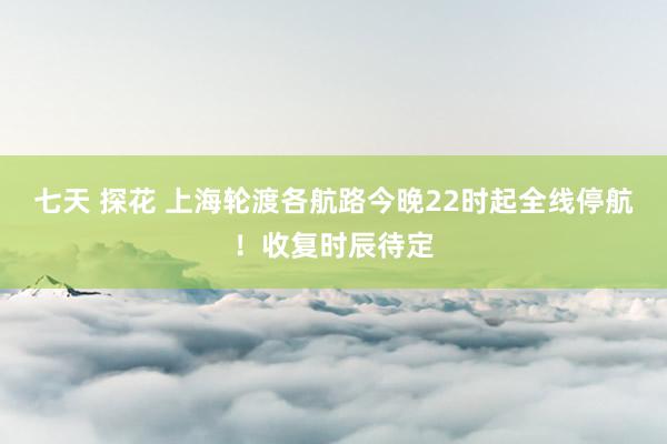 七天 探花 上海轮渡各航路今晚22时起全线停航！收复时辰待定