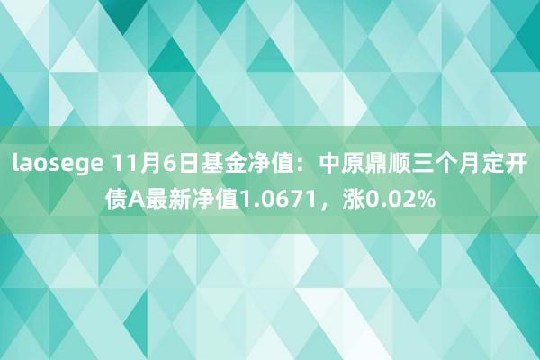 laosege 11月6日基金净值：中原鼎顺三个月定开债A最新净值1.0671，涨0.02%