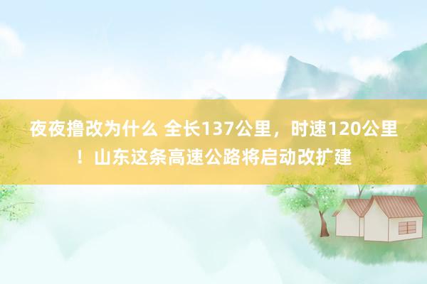夜夜撸改为什么 全长137公里，时速120公里！山东这条高速公路将启动改扩建