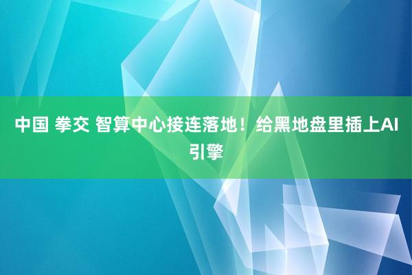 中国 拳交 智算中心接连落地！给黑地盘里插上AI引擎