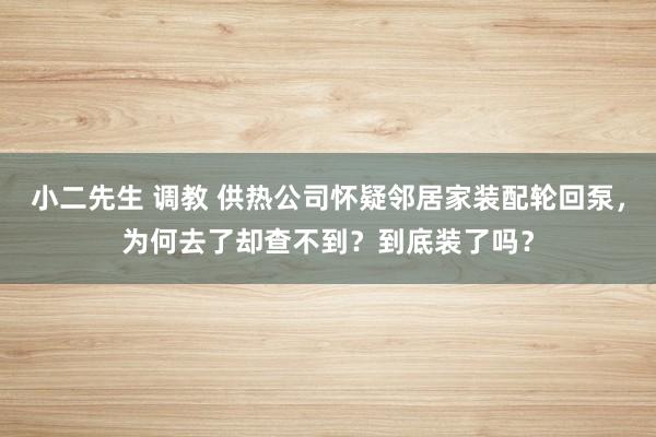 小二先生 调教 供热公司怀疑邻居家装配轮回泵，为何去了却查不到？到底装了吗？