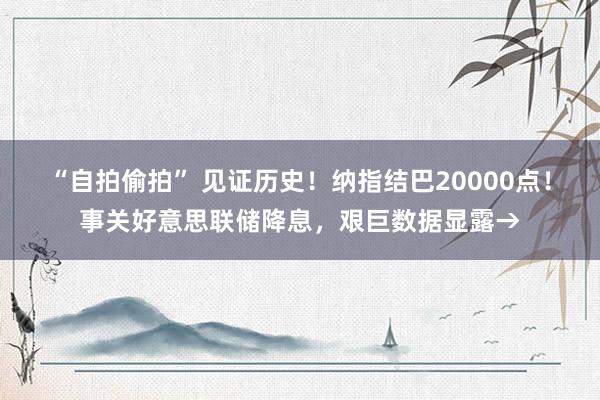 “自拍偷拍” 见证历史！纳指结巴20000点！事关好意思联储降息，艰巨数据显露→
