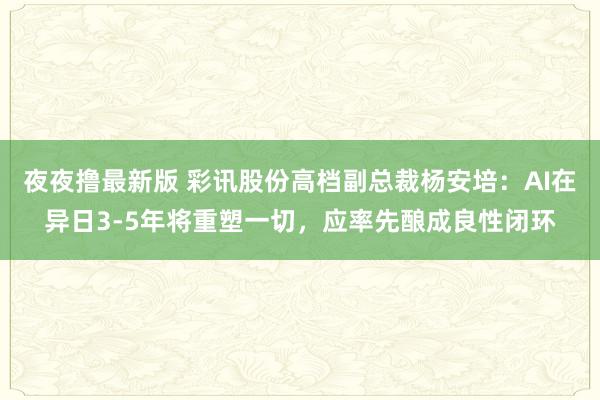 夜夜撸最新版 彩讯股份高档副总裁杨安培：AI在异日3-5年将重塑一切，应率先酿成良性闭环