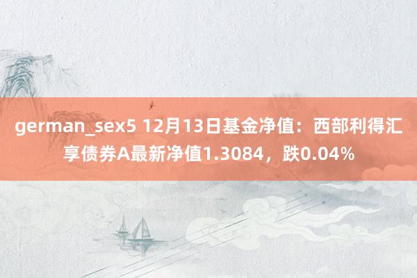 german_sex5 12月13日基金净值：西部利得汇享债券A最新净值1.3084，跌0.04%