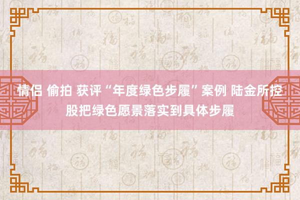 情侣 偷拍 获评“年度绿色步履”案例 陆金所控股把绿色愿景落实到具体步履