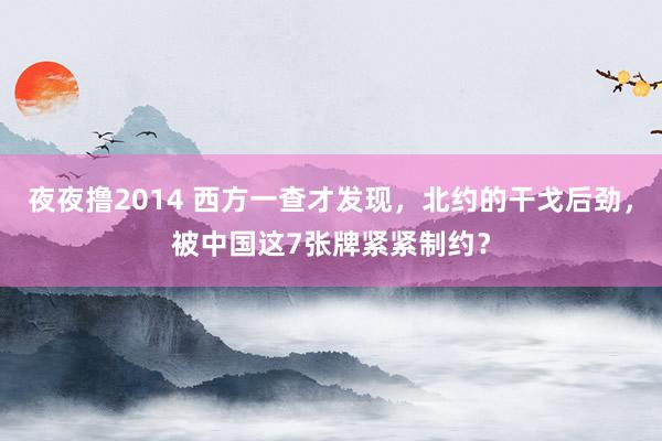 夜夜撸2014 西方一查才发现，北约的干戈后劲，被中国这7张牌紧紧制约？