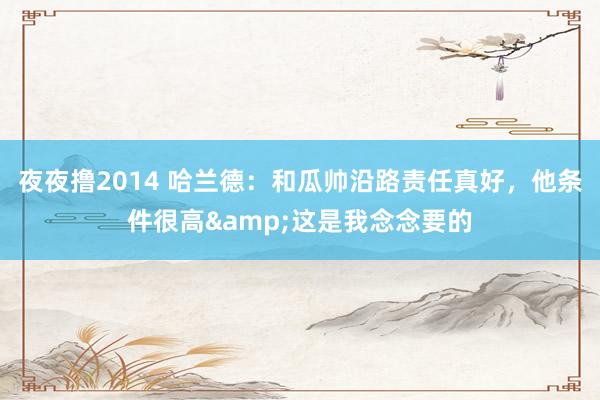 夜夜撸2014 哈兰德：和瓜帅沿路责任真好，他条件很高&这是我念念要的