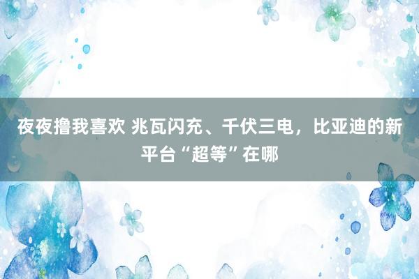 夜夜撸我喜欢 兆瓦闪充、千伏三电，比亚迪的新平台“超等”在哪