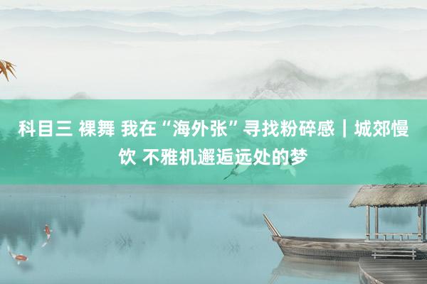 科目三 裸舞 我在“海外张”寻找粉碎感｜城郊慢饮 不雅机邂逅远处的梦