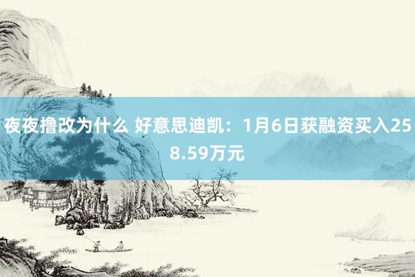 夜夜撸改为什么 好意思迪凯：1月6日获融资买入258.59万元