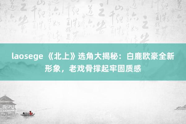 laosege 《北上》选角大揭秘：白鹿欧豪全新形象，老戏骨撑起牢固质感