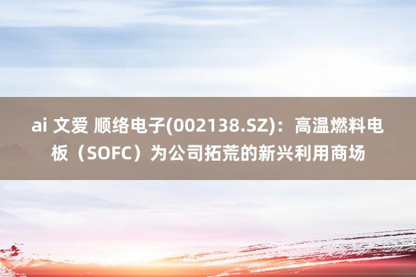 ai 文爱 顺络电子(002138.SZ)：高温燃料电板（SOFC）为公司拓荒的新兴利用商场