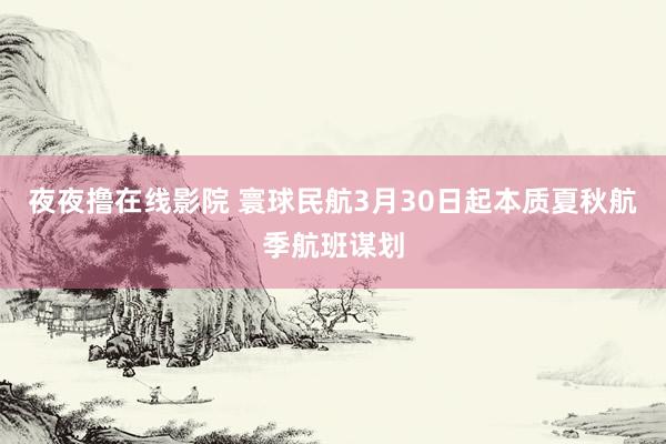 夜夜撸在线影院 寰球民航3月30日起本质夏秋航季航班谋划
