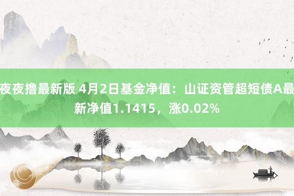 夜夜撸最新版 4月2日基金净值：山证资管超短债A最新净值1.1415，涨0.02%