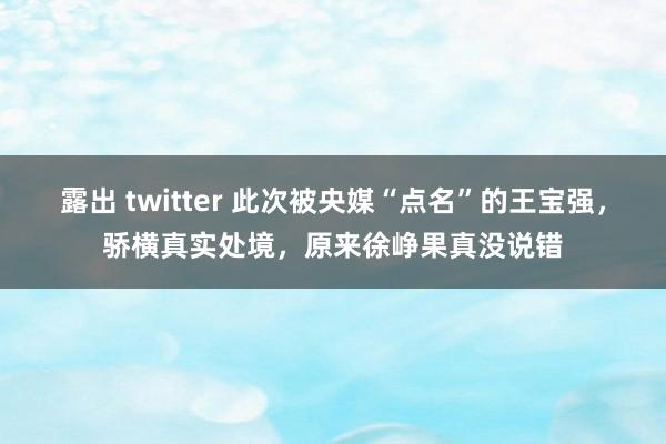 露出 twitter 此次被央媒“点名”的王宝强，骄横真实处境，原来徐峥果真没说错