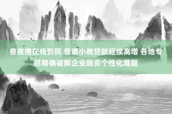 夜夜撸在线影院 普惠小微贷款延续高增 各地专班精确破解企业融资个性化难题