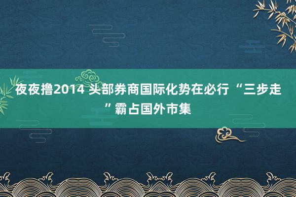 夜夜撸2014 头部券商国际化势在必行 “三步走”霸占国外市集