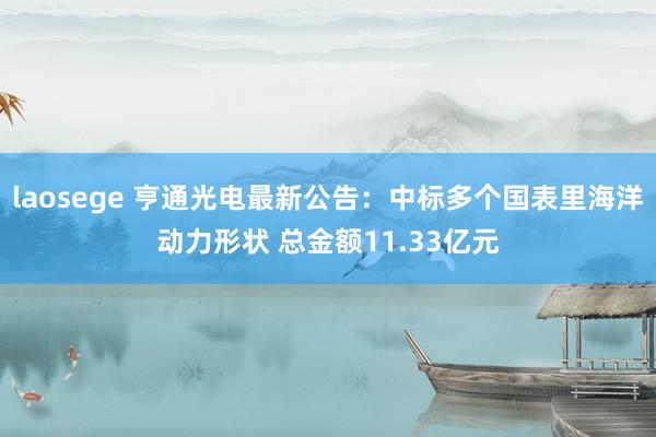 laosege 亨通光电最新公告：中标多个国表里海洋动力形状 总金额11.33亿元
