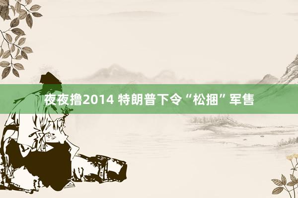 夜夜撸2014 特朗普下令“松捆”军售