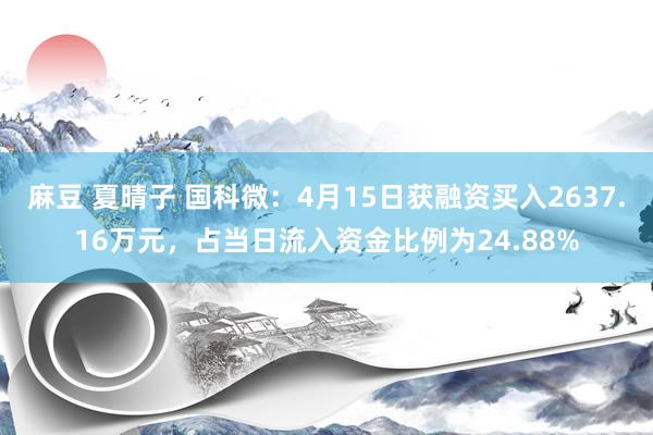 麻豆 夏晴子 国科微：4月15日获融资买入2637.16万元，占当日流入资金比例为24.88%