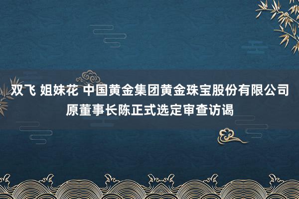 双飞 姐妹花 中国黄金集团黄金珠宝股份有限公司原董事长陈正式选定审查访谒