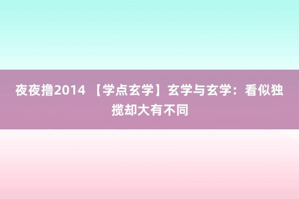 夜夜撸2014 【学点玄学】玄学与玄学：看似独揽却大有不同